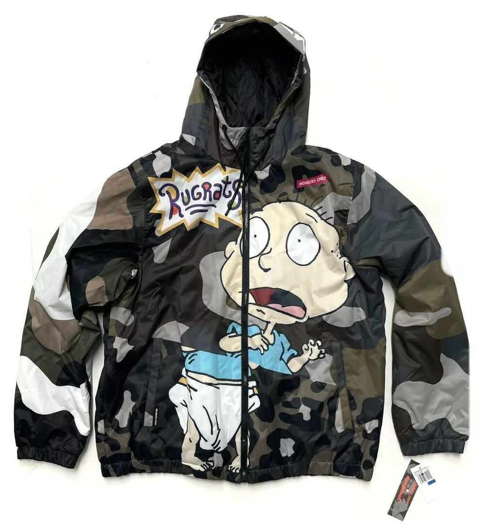 Rugrats Nickelodeon Insulated Jacket Coat Members Only All Over Print AOP Sz XL